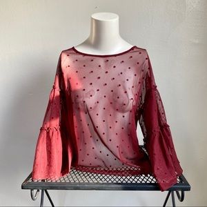 Express Polka Dot Bell Sleeve Top Size XS
